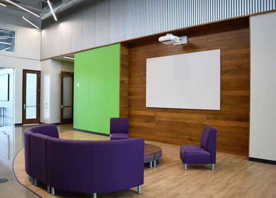View of audio/visual system installed at Junior Achievements